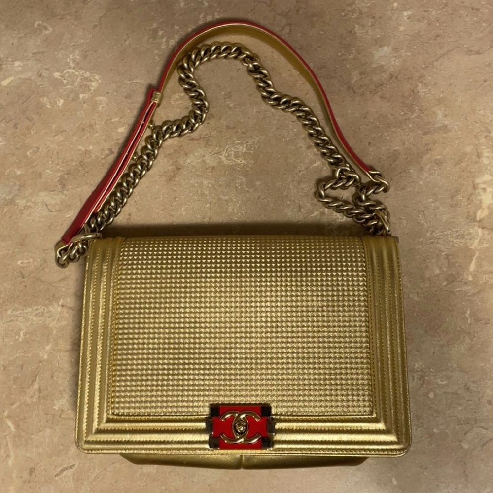 Chanel Gold Metallic Boy Bag